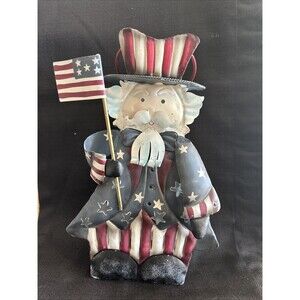 Uncle Sam Patriotic Tin Candle Holder Lantern Vintage Home Interiors Brand